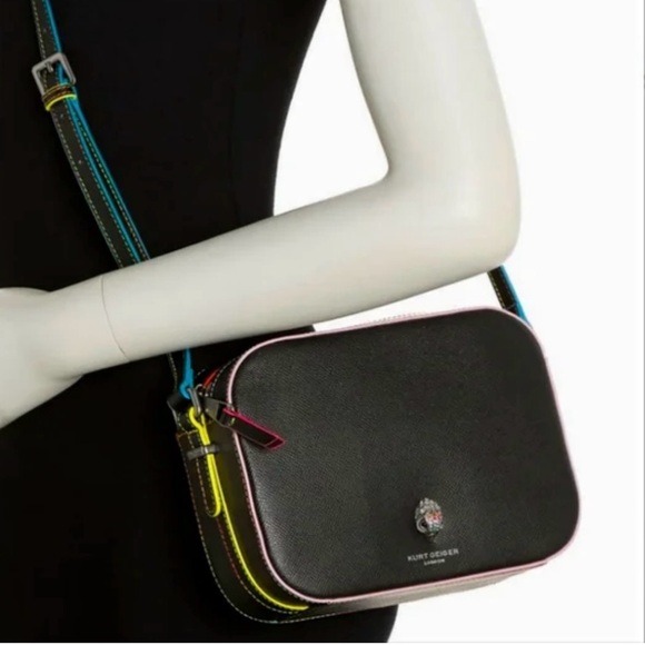 NWOT Kurt Geiger Black Crossbody Bag with Multicolor Accents - Picture 2 of 15